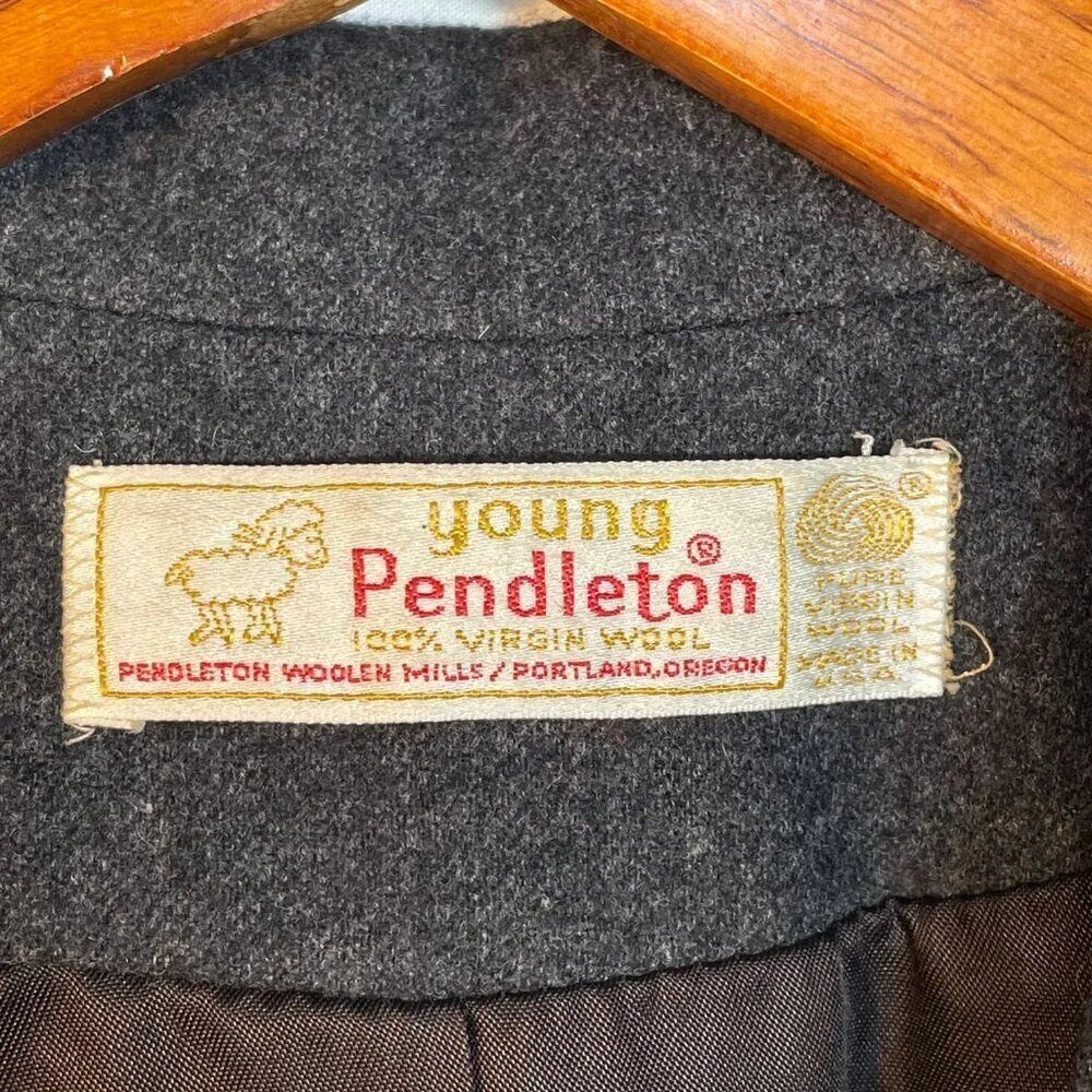 Vintage Young Pendleton Wool Blazer Youth L Heritage Tailored Jacket Charcoal